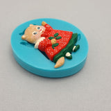 Kitty Cat with Mistletoe Silicone Mold Jewelry Making Resin Polymer Clay.