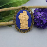 Santa Claus Cameo  Frame Brooch Unique Victorian Pin.