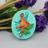 Silicone Mold Dragon on Leaf Flexible for Crafts, Jewelry, Resin, Polymer Clay.