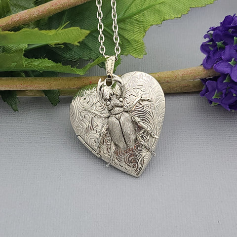 heart-silver-beetle-keepsake-photo-locket-vintage-jewelry-gift-for-her-locket-necklace