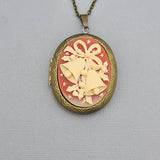 Christmas Theme Bell  Cameo Locket Necklace Jewelry.