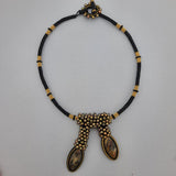 Pietersite Beads  with Freshwater Peacock Pearl Beads Beadwoven  Seed Beads Hand Made Necklace.