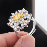 Wedding Ring Exquisite Bride Flower Zircon Engagement Jewelry Adjustable Ring.