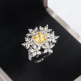 Wedding Ring Exquisite Bride Flower Zircon Engagement Jewelry Adjustable Ring.