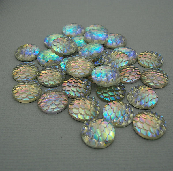 Round Resin Cabochons, Mermaid Fish Scale – FINDINGS STOP