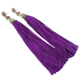 silk-purple-thread-tassels-flower-cubic-zirconia-ear-stud-dangle-handmade-earrings